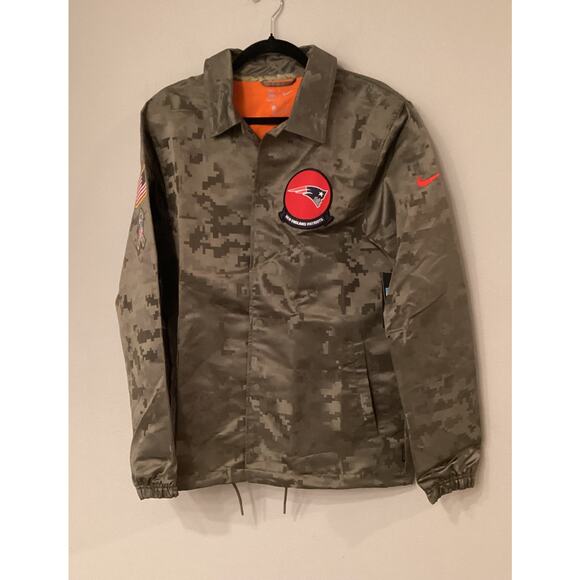 New England Patriots Men's Medium Nike Button Down Camouflage Coat Jacket NWT - Picture 1 of 7